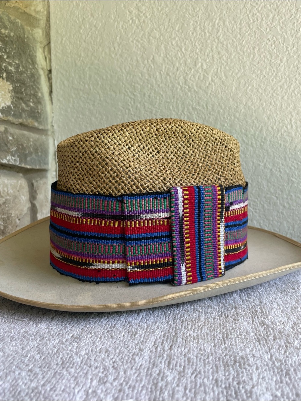 Stetson Straw Hat with Multicolor Woven Band